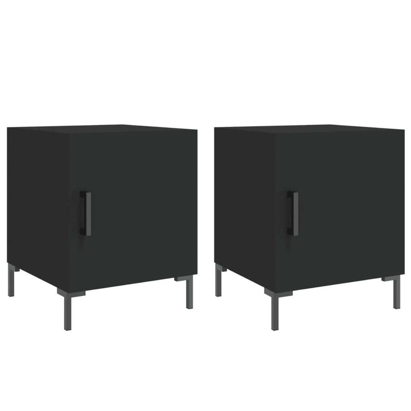 Bedside Cabinets 2 pcs Black 40x40x50 cm Engineered Wood