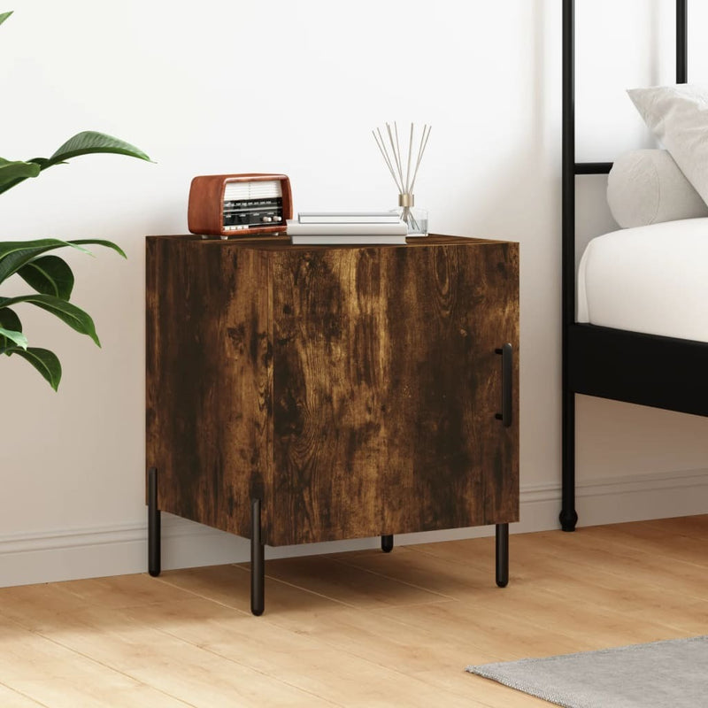 Bedside Cabinet Smoked Oak 40x40x50 cm Engineered Wood