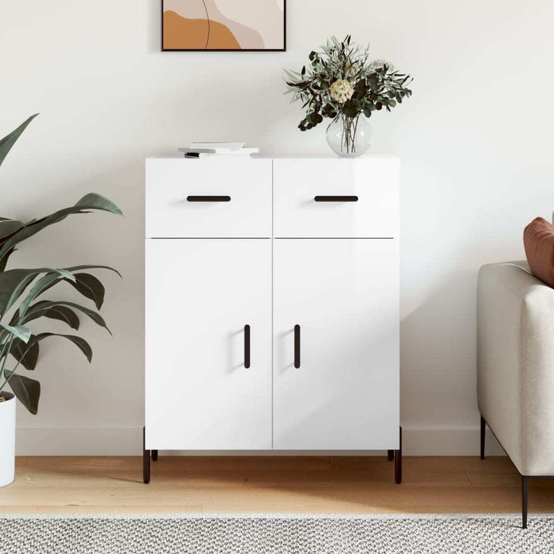 Sideboard High Gloss White 69.5x34x90 cm Engineered Wood