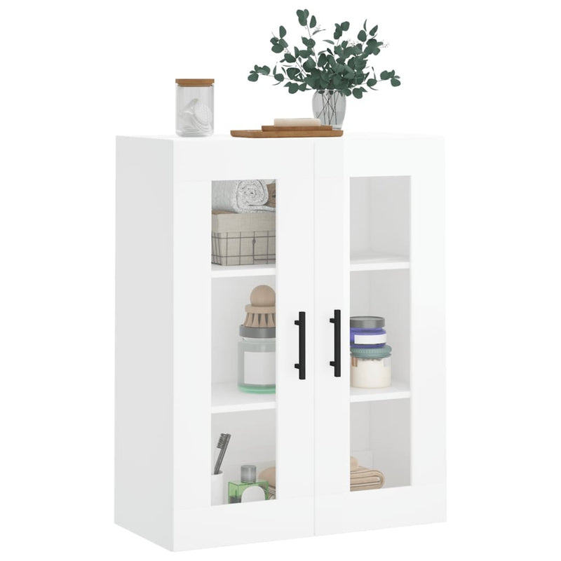 Wall Mounted Cabinet High Gloss White 69.5x34x90 cm