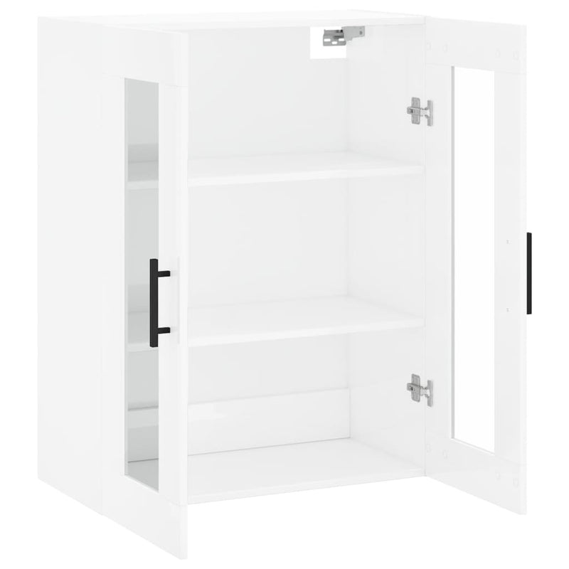 Wall Mounted Cabinet High Gloss White 69.5x34x90 cm