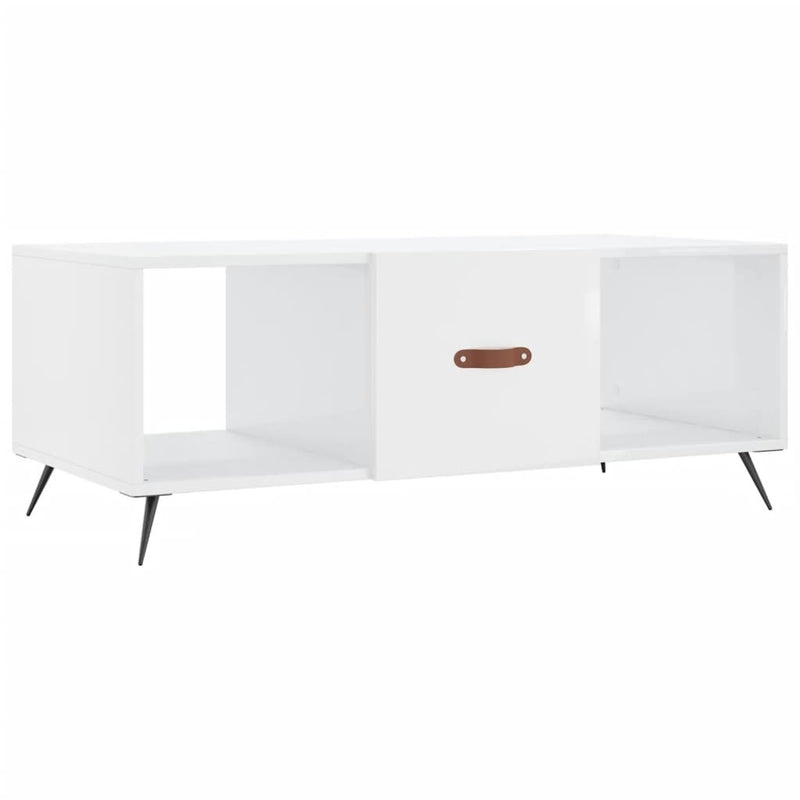 Coffee Table High Gloss White 102x50x40 cm Engineered Wood