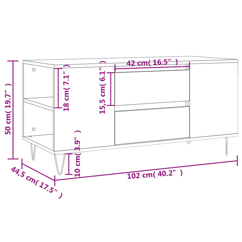 Coffee Table Brown Oak 102x44.5x50 cm Engineered Wood