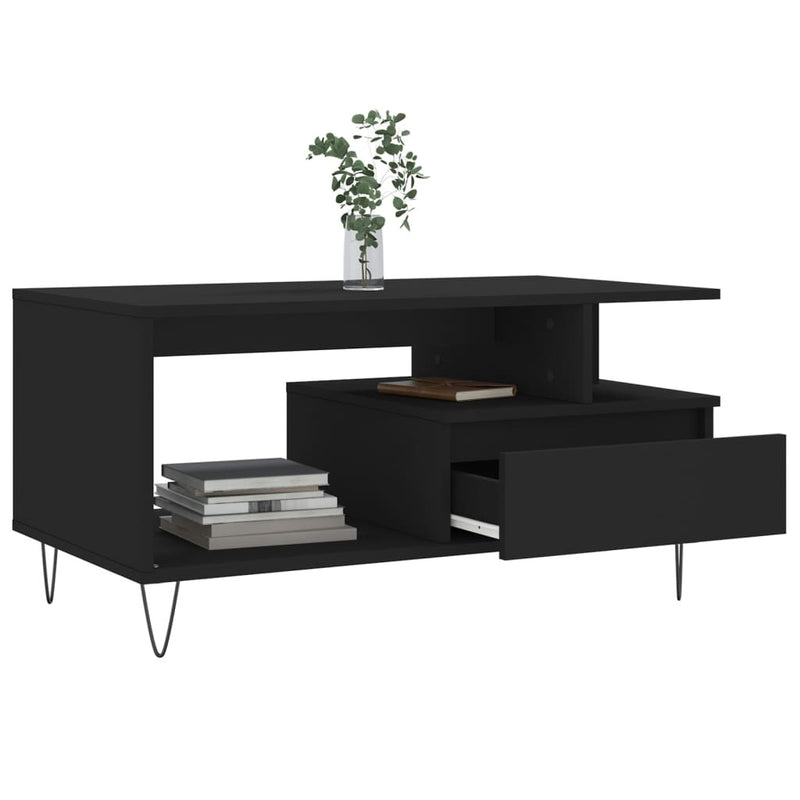 Coffee Table Black 90x49x45 cm Engineered Wood