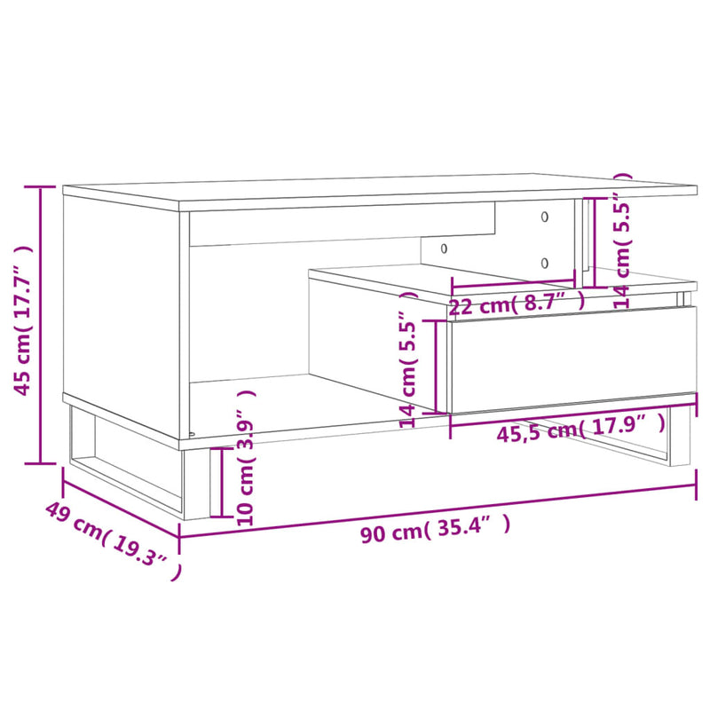 Coffee Table Concrete Grey 90x49x45 cm Engineered Wood