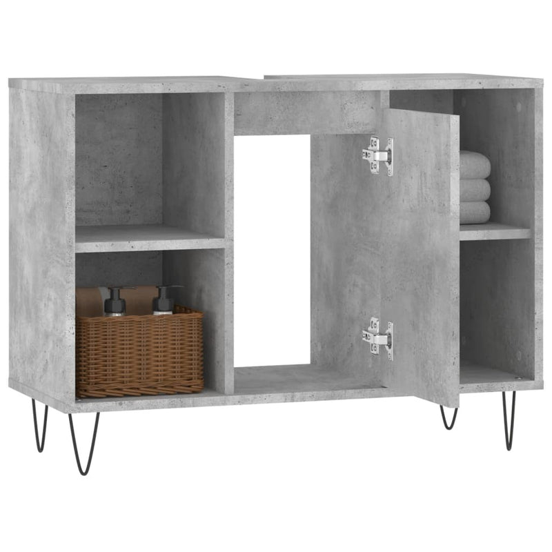 Bathroom Cabinet Concrete Grey 80x33x60 cm Engineered Wood