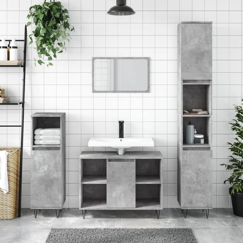 Bathroom Cabinet Concrete Grey 80x33x60 cm Engineered Wood