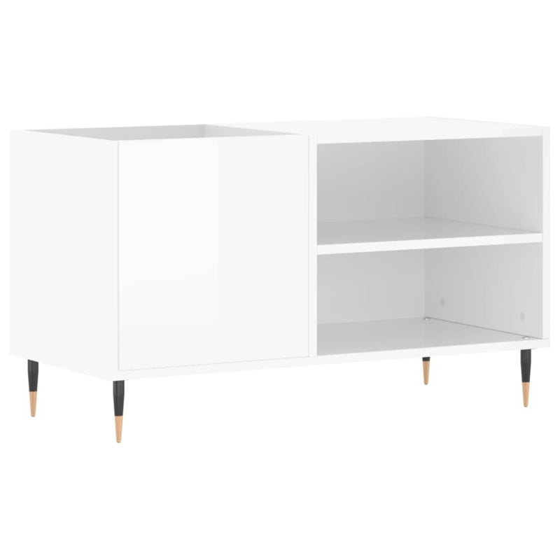 Record Cabinet High Gloss White 85x38x48 cm Engineered Wood