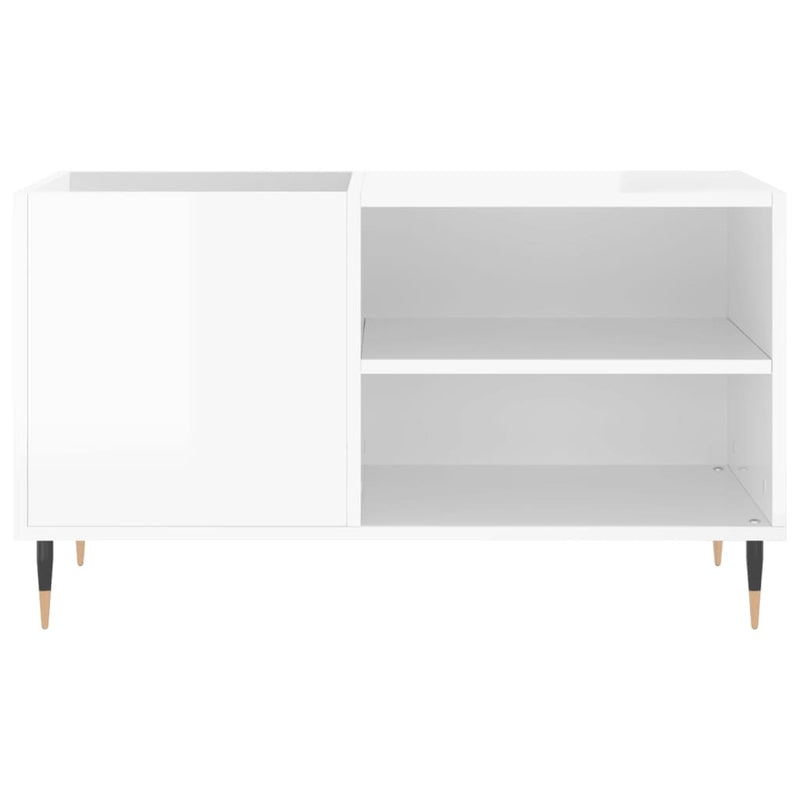 Record Cabinet High Gloss White 85x38x48 cm Engineered Wood