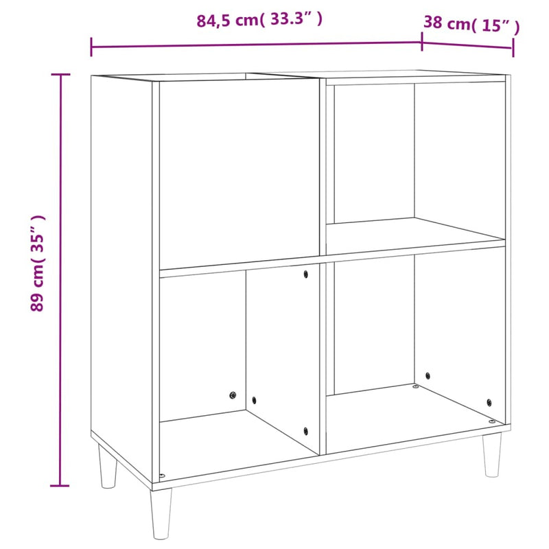 Record Cabinet Brown Oak 84.5x38x89 cm Engineered Wood