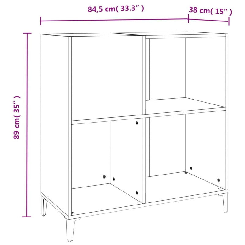 Record Cabinet Smoked Oak 84.5x38x89 cm Engineered Wood