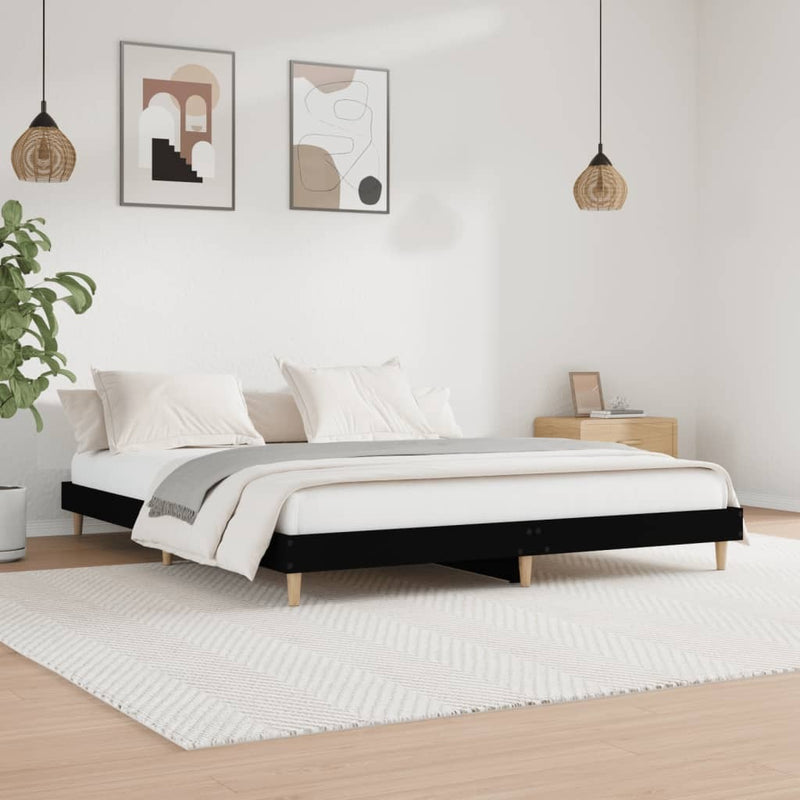 Bed Frame without Mattress Black 200x200 cm Engineered Wood