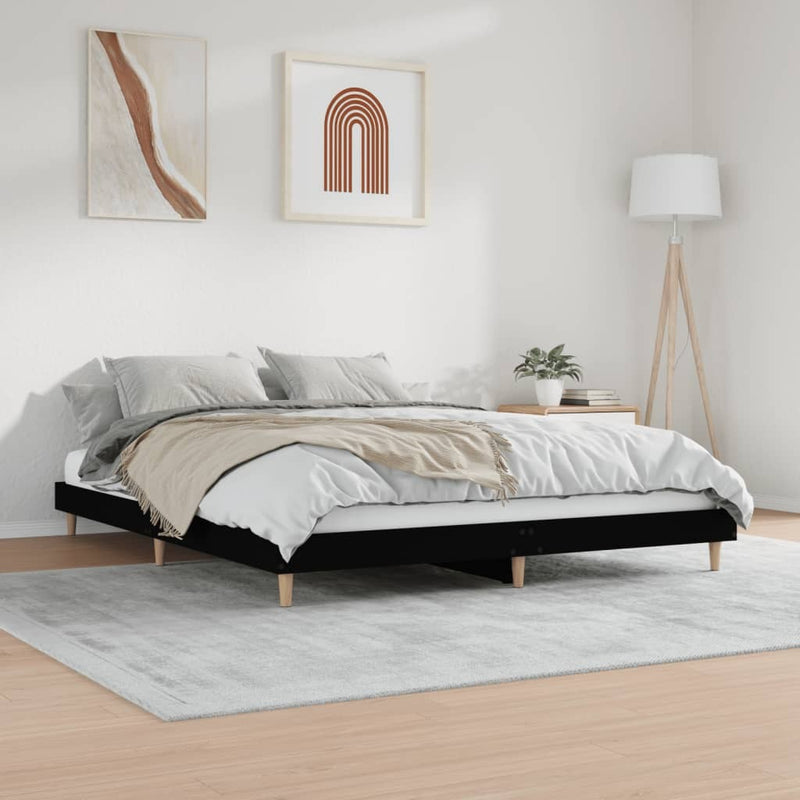 Bed Frame without Mattress Black 180x200 cm Super King Engineered Wood