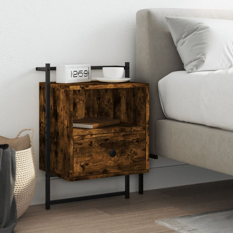 Bedside Cabinet Wall-mounted Smoked Oak 40x30x61 cm Engineered Wood