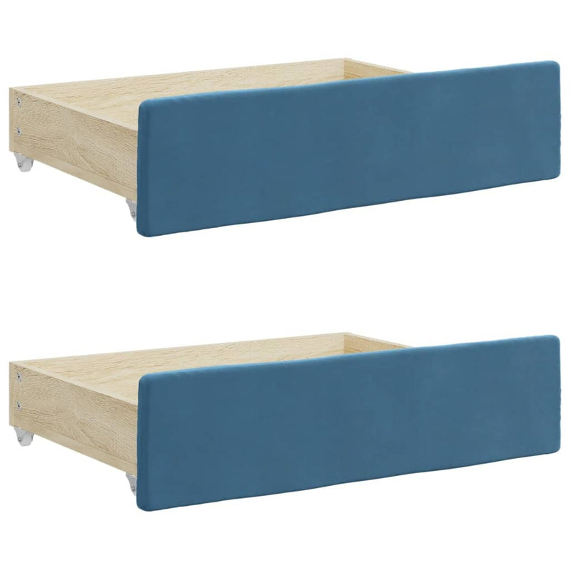 Bed Drawers 2 pcs Blue Engineered Wood and Velvet