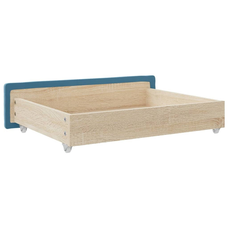 Bed Drawers 2 pcs Blue Engineered Wood and Velvet