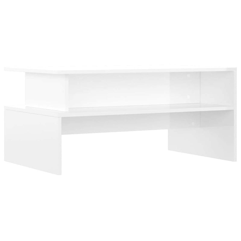 Coffee Table High Gloss White 90x55x42.5 cm Engineered Wood