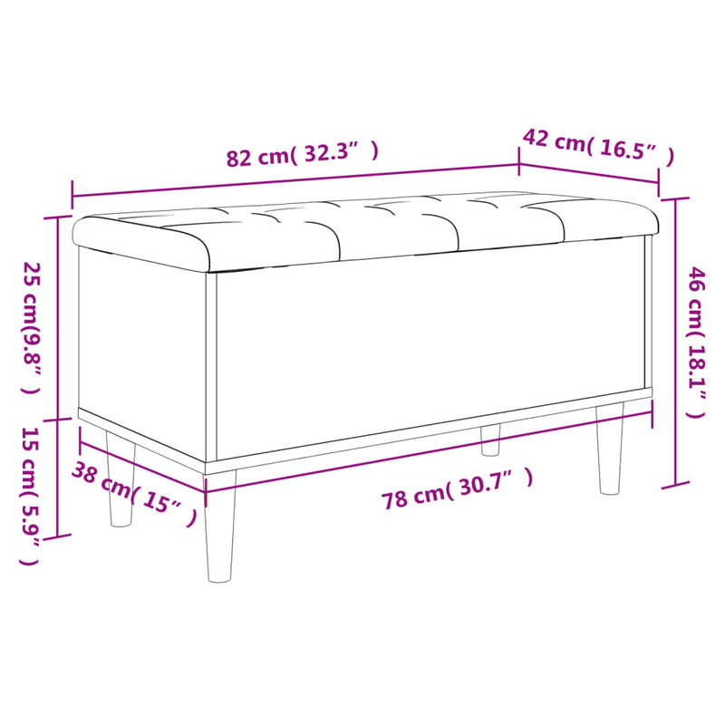 Storage Bench Concrete Grey 82x42x46 cm Engineered Wood