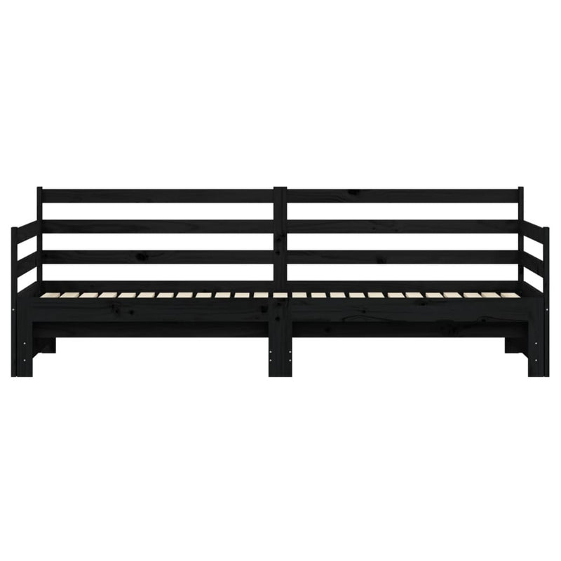 Daybed with Trundle Black 90x200 cm Solid Wood Pine