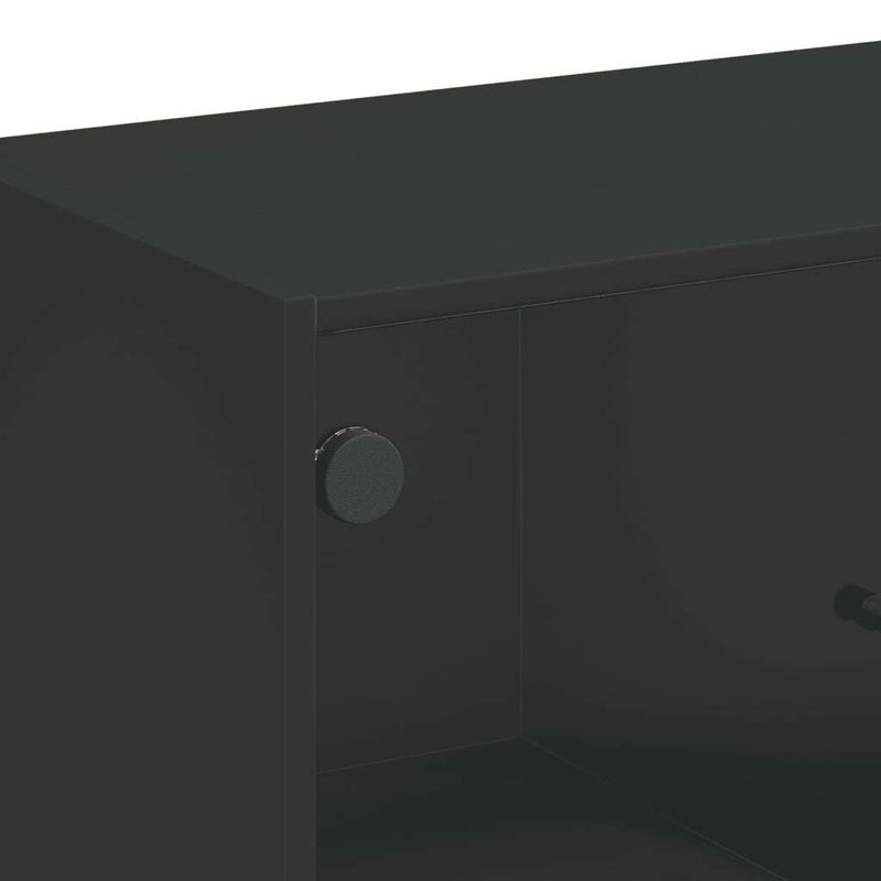 Side Cabinet with Glass Doors Black 68x37x75.5 cm