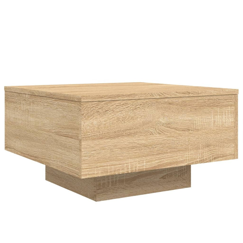 Coffee Table with LED Lights Sonoma Oak 55x55x31 cm