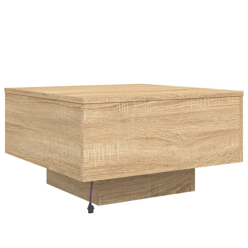 Coffee Table with LED Lights Sonoma Oak 55x55x31 cm