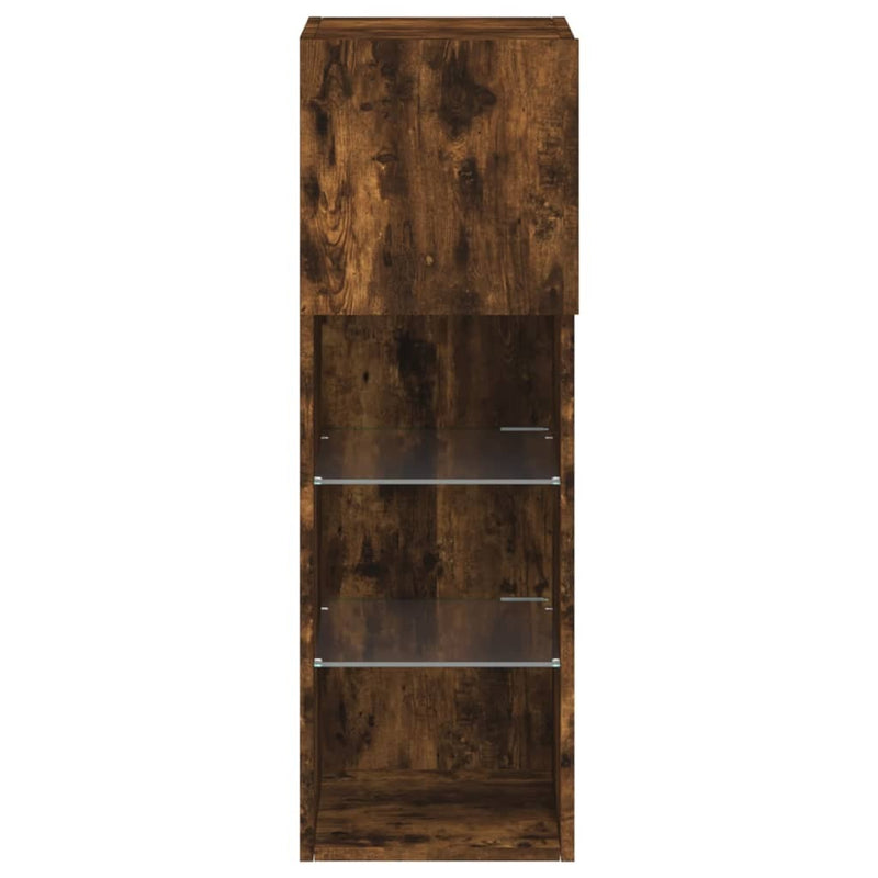 TV Cabinet with LED Lights Smoked Oak 30.5x30x90 cm