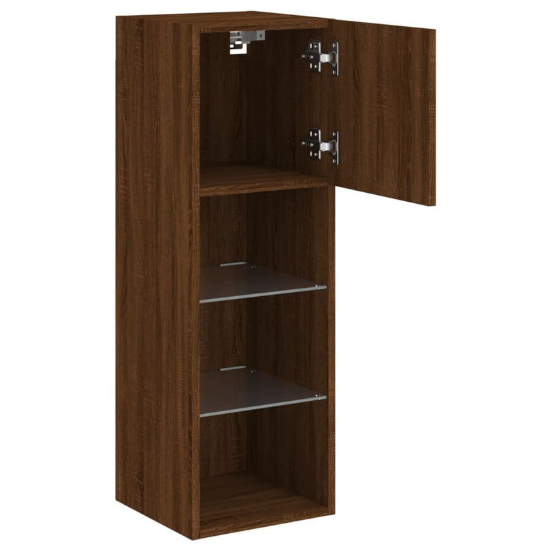 TV Cabinet with LED Lights Brown Oak 30.5x30x90 cm