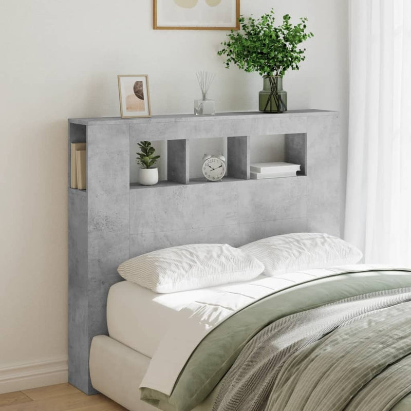 LED Headboard Concrete Grey 120x18.5x103.5 cm Engineered Wood