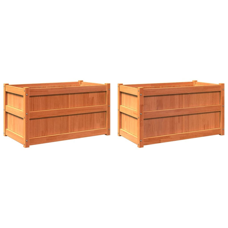 Garden Planters 2 pcs Wax Brown Solid Wood Pine