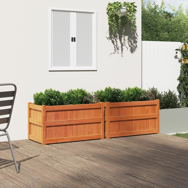 Garden Planters 2 pcs Wax Brown Solid Wood Pine