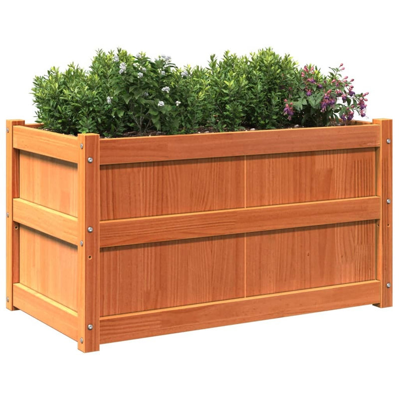 Garden Planters 2 pcs Wax Brown Solid Wood Pine