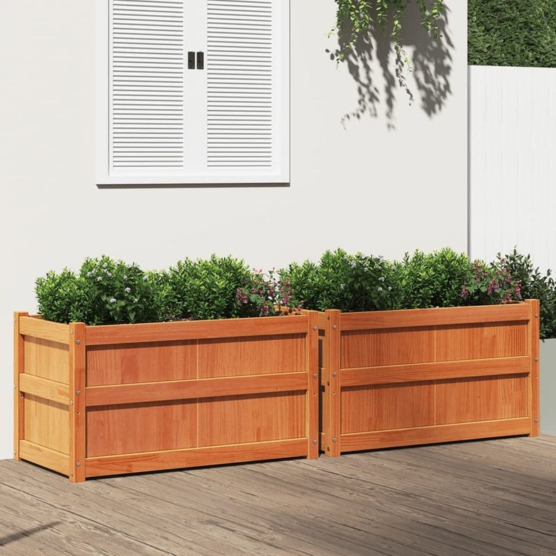 Garden Planters 2 pcs Wax Brown Solid Wood Pine