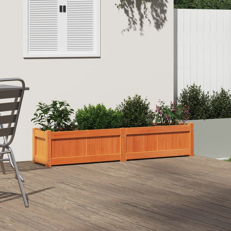 Garden Planter Wax Brown 150x31x31 cm Solid Wood Pine