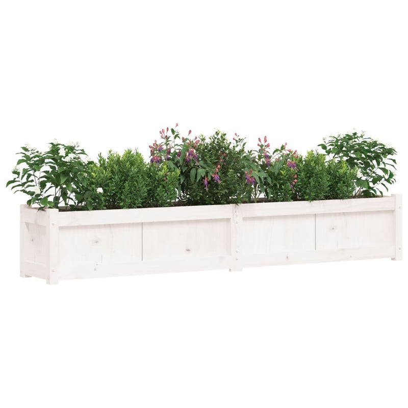 Garden Planter White 180x31x31 cm Solid Wood Pine