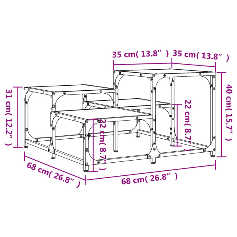 Coffee Table Black 68x68x40 cm Engineered Wood