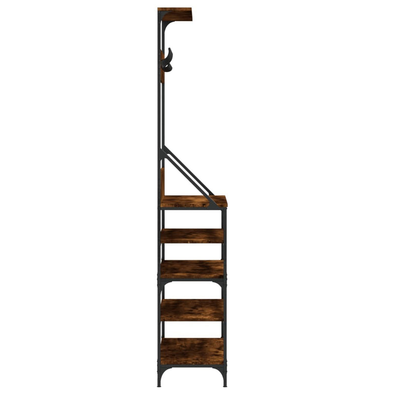 Clothes Rack with Shoe Storage Smoked Oak 90x34x184 cm