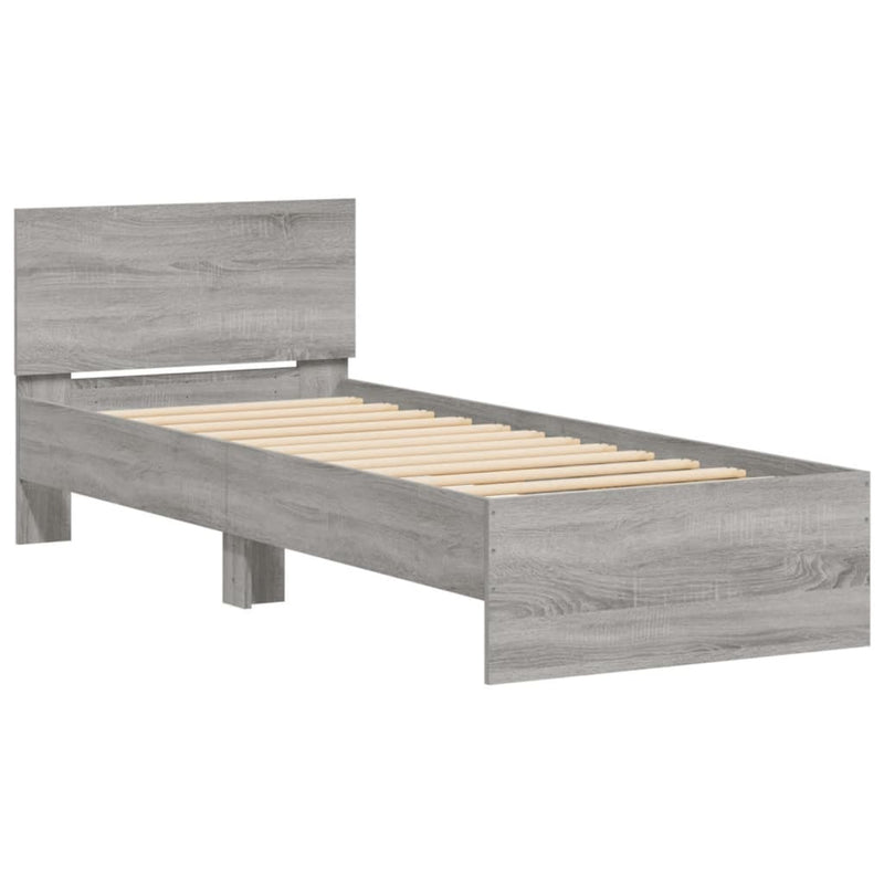 Bed Frame without Mattress with LED Lights Grey Sonoma 90x200 cm