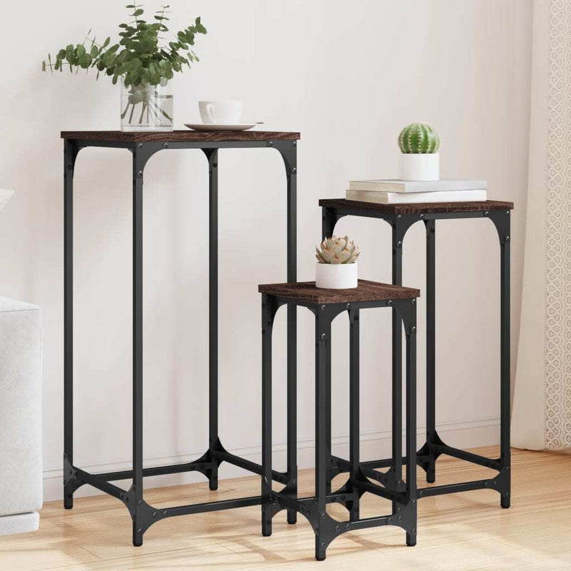 Nesting Side Tables 3 pcs Brown Oak Engineered Wood