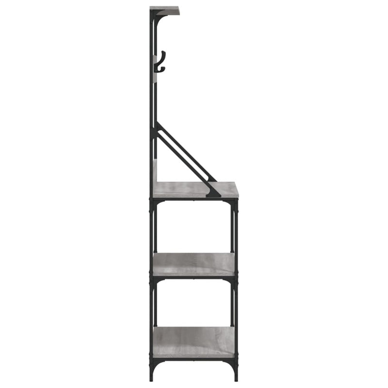 Baker's Rack with Hooks 4-Tier Grey Sonoma Engineered Wood