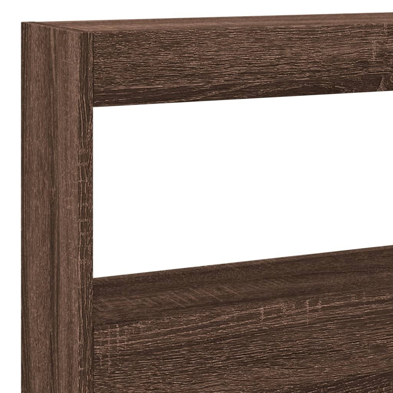 Headboard Cabinet with LED Brown Oak 140x17x102 cm