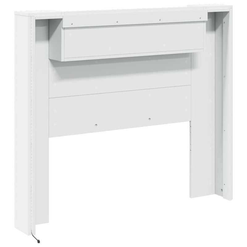 Headboard Cabinet with LED White 120x16.5x103.5 cm