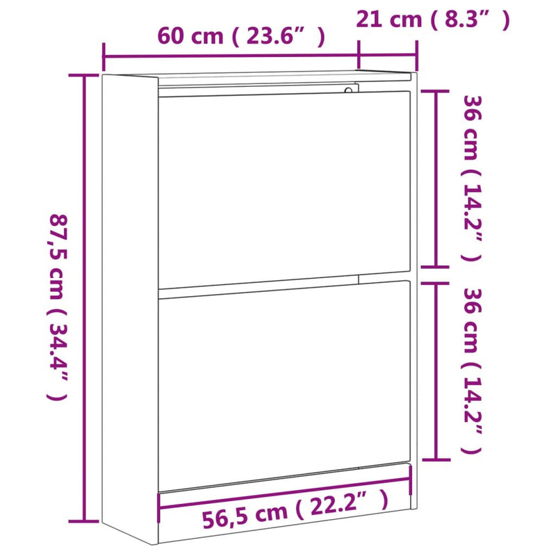 Shoe Cabinet Sonoma Oak 60x21x87.5 cm Engineered Wood