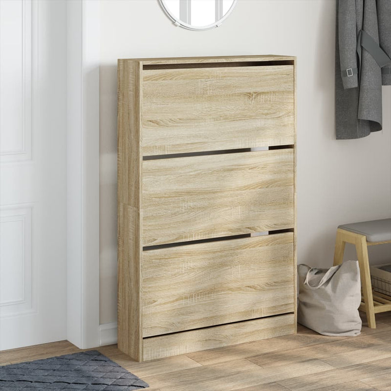 Shoe Cabinet Sonoma Oak 80x21x125.5 cm Engineered Wood