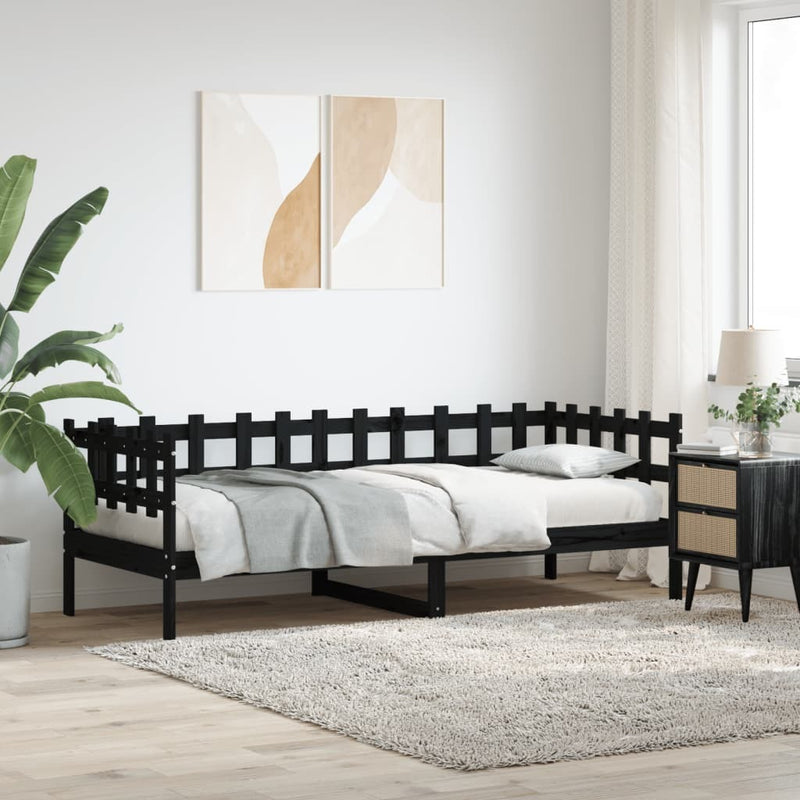 Day Bed without Mattress Black 80x200 cm Solid Wood Pine