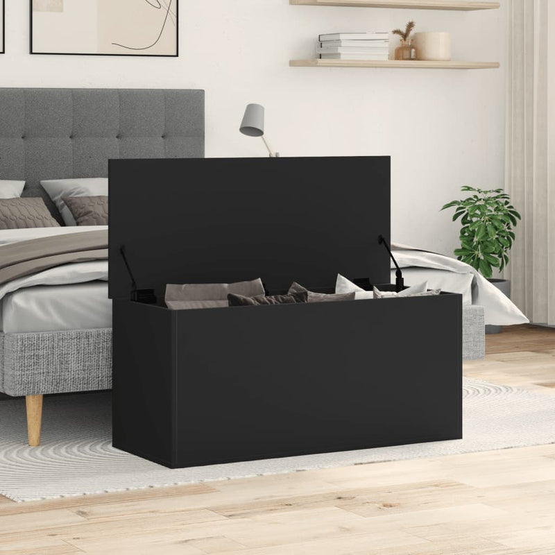 Storage Box Black 100x42x46 cm Engineered Wood