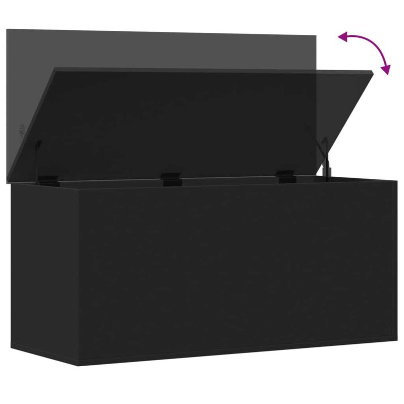 Storage Box Black 100x42x46 cm Engineered Wood