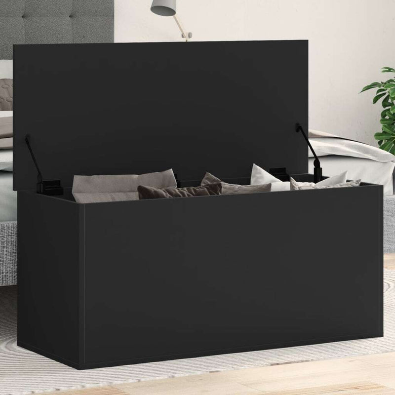 Storage Box Black 100x42x46 cm Engineered Wood