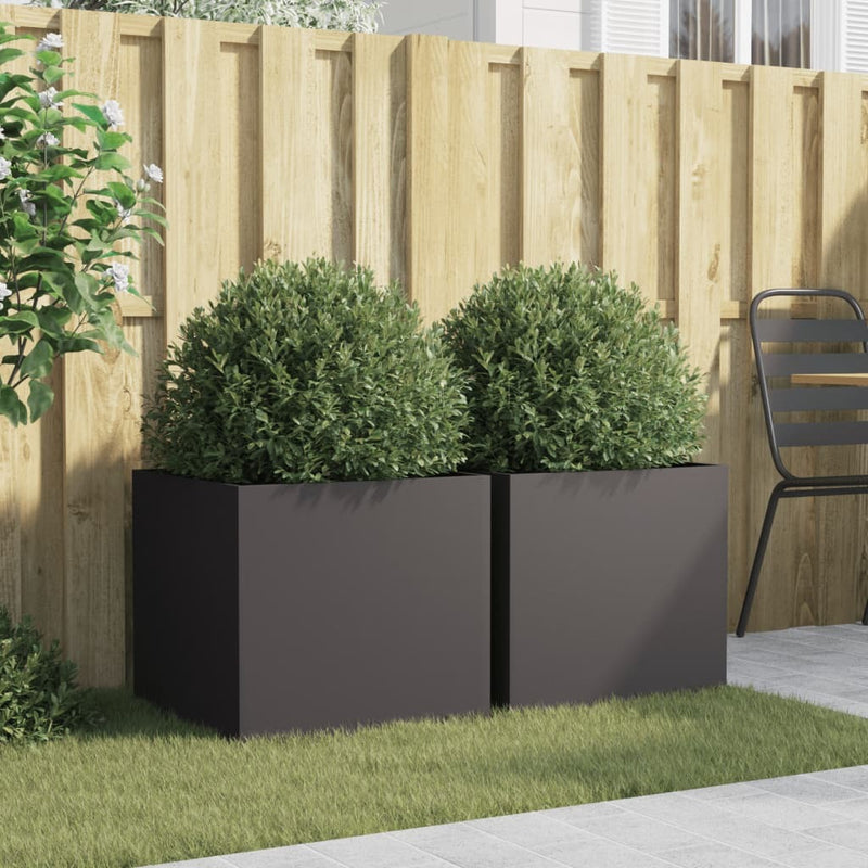 Planters 2 pcs Black 49x47x46 cm Cold-rolled Steel