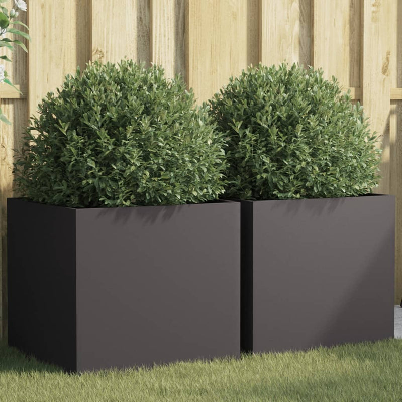 Planters 2 pcs Black 49x47x46 cm Cold-rolled Steel